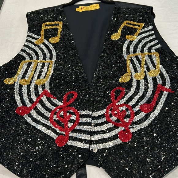 Vintage Sequin Music Note Vest Size XL 3 Snap 80’s Excellent Condition - Picture 5 of 5